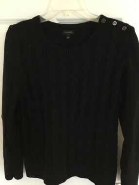 Talbots black pullover cabled sweater size L
